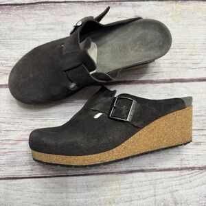 Birkenstock Papillio Fanny Suede Leather Wedge Charcoal Size 40 US 9
